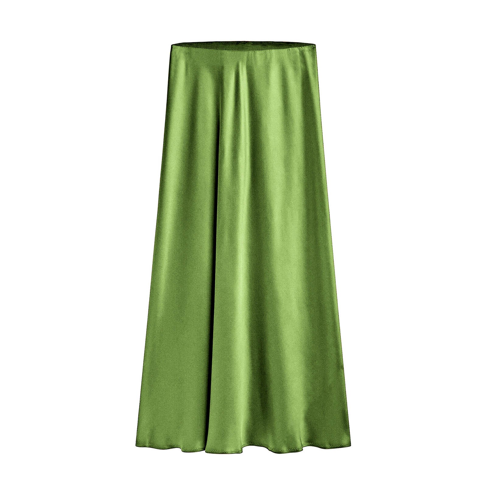 thumbnail image 5 of Falda corta de corte A y cintura alta para mujer - Elegante vestido de satén liso con cintura elástica para fiestas o para el día a día - Tallas S-XL, mezcla de poliéster, 5 of 5